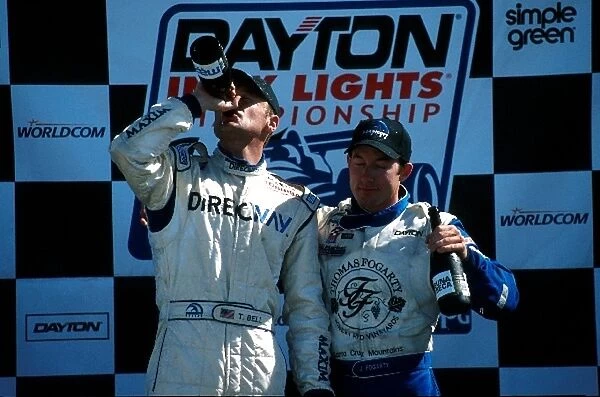 Dayton Indy Lights: Winner and 2001 Champion Townsend Bell with 3rd placed Luiz Diaz