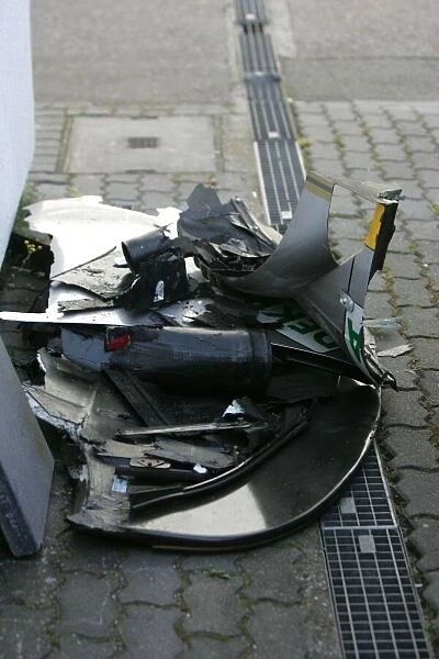 DTM. Debris recovered from a first lap accident involving Tom Kristensen (DEN) Audi Sport