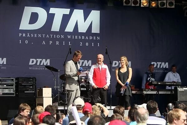 Dr. Wolfgang Ullrich (AUT), Audi Motorsport Director with DTM and TV presenters Verena Wriedt (GER) and Claus Lufen (GER)