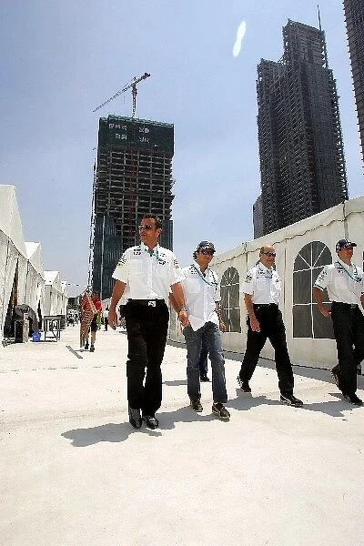DTM: Felipe Massa, second from left, demonstrated the Sauber Petronas C22 around the streets of Shanghai