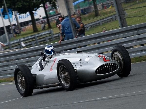 DTM: Mika Hakkinen, AMG Mercedes Benz, drove demonstration laps in the Mercedes Benz W154, the 1938 Siver Arrow