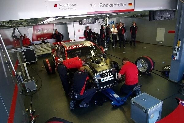 DTM: Pit garage of Mike Rockenfeller Audi Sport Team Rosberg Audi A4 DTM