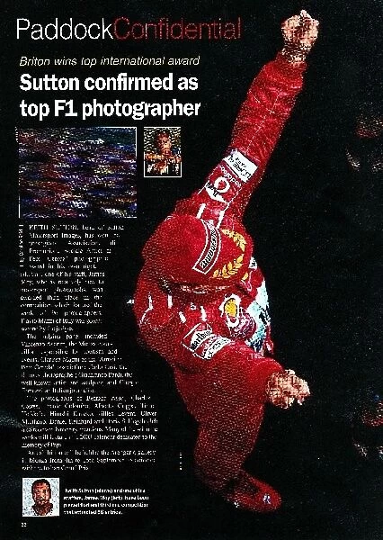 F1 Magazine October 2002: Article in the October 2002 issue of F1 Magazine which announced that Sutton Motorsport photographers Keith Sutton