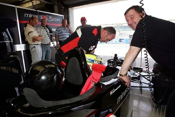 F1x2 Silverstone: Paul Stoddart Minardi Team Owner and Zsolt Baumgartner Minardi F1x2 Driver with a F1x2 passenger