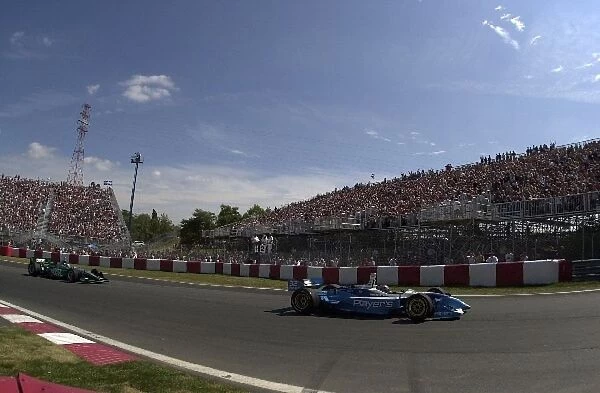 Fellow Canadians Patrick Carpentier and Paul Tracy in front of a large home crowd during qualifying for the Molson Indy Montreal. Circuit Gilles Villeneuve, Montreal, Quebec, Can. 24