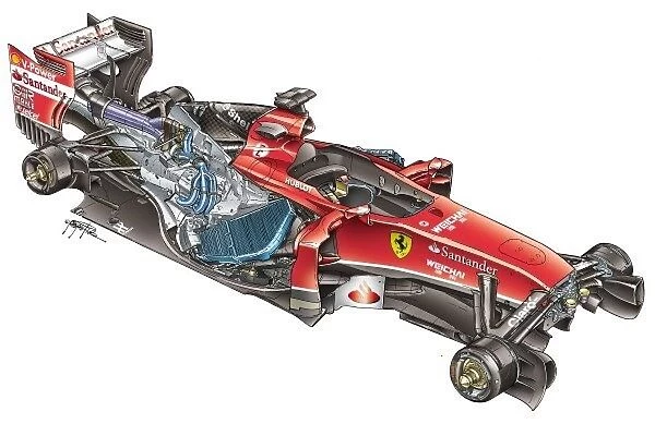 Ferrari F14 T 3  /  4 view with no covers  /  wheels to expose detail