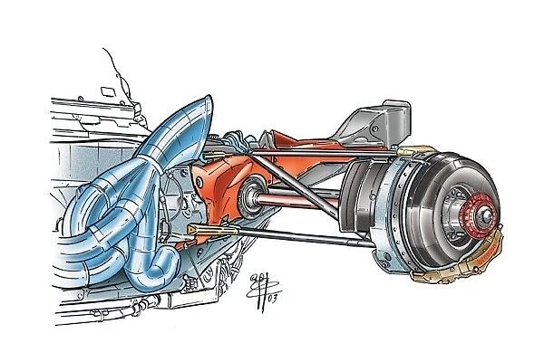 Ferrari F2003-GA brake disc removal: MOTORSPORT IMAGES: Ferrari F2003-GA brake disc removal
