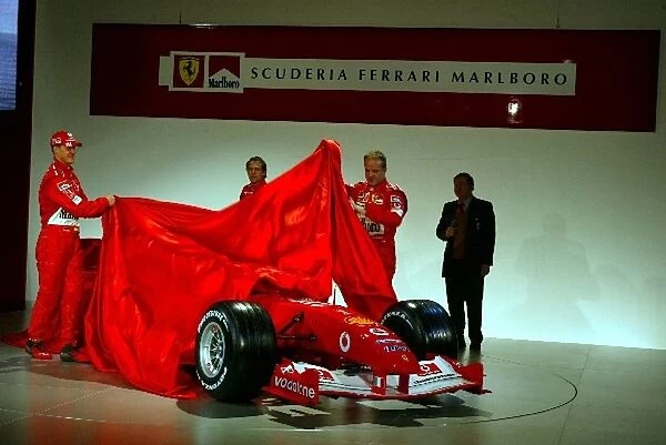 Ferrari Launch: The new Ferrari F2004 is unveiled to the media by Michael Schumacher, test driver Luca Badoer and Rubens Barrichello