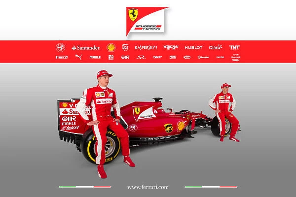 Ferrari SF-15T Reveal 30 January 2015 Kimi Raikkonen and Sebastian Vettel with the new