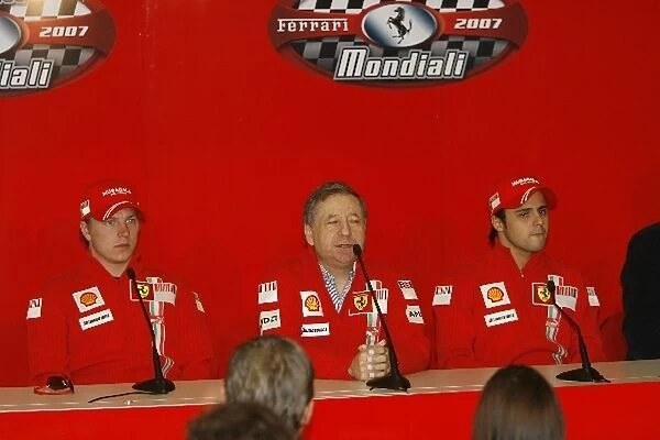 Ferrari World Finals: L-R: Kimi Raikkonen, Jean Todt Ferrari Sporting Director and Felipe Massa