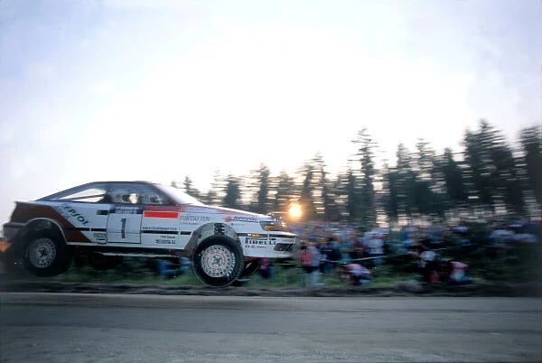 FIA World Rally Championship. 1000 Lakes, Finland. 22nd - 25th August 1991. Carlos Sainz and Luis Moya get airborne their Toyota Celica GT4. Action. World Copyright: LAT Photographic. Ref: 35mm Image