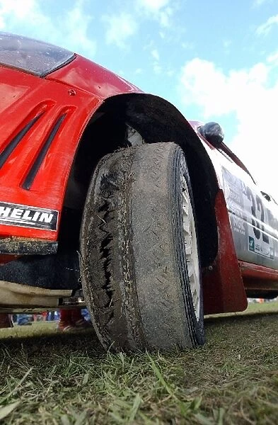 FIA World Rally Championship: Alister McRae had a severely worn tyre after stage 14 on his privateer Mitsubishi Lancer EVO VII