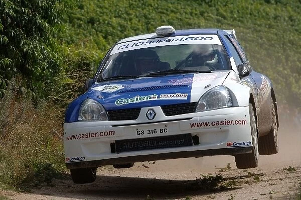 FIA World Rally Championship: Bernd Casier, Renault Clio Super 1600, jumps on Stage 4
