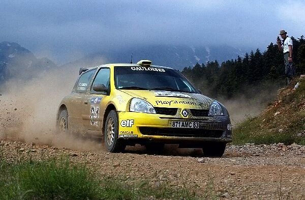 FIA World Rally Championship: Brice Tirabassi, Renault Clio, JWRC leader at the end of Leg One, in action on Stage 2, Stromi 1