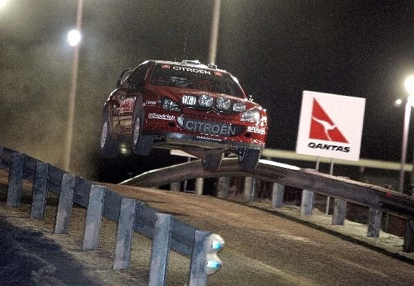 FIA World Rally Championship: Dani Sordo jumps on the shakedown stage in Gloucester Park