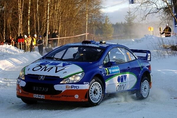 FIA World Rally Championship: Manfred Stohl with co-driver Ilka Minor OMV Peugeot 307 WRC on stage 2
