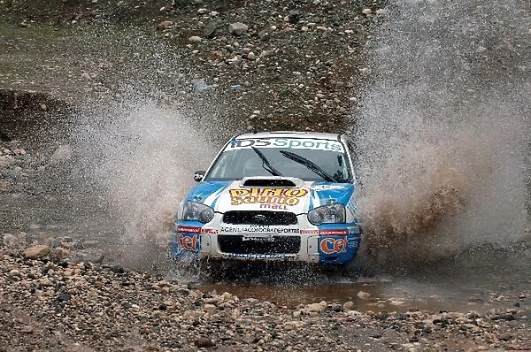 FIA World Rally Championship: Marcos Ligato, Subaru Impreza, at the watersplash on Stage 13
