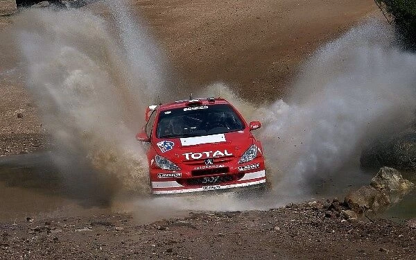 FIA World Rally Championship: Marcus Gronholm  /  Timo Rautiainen Peugeot 307 WRC goes through a watersplash