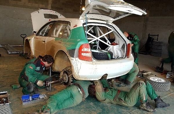 FIA World Rally Championship: Mechanics work on the new Skoda Fabia WRC that will compete later in the year