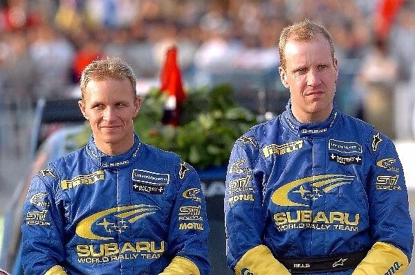 FIA World Rally Championship: Rally Japan winner Petter Solberg, left, and co-driver Phil Mills, right, Subaru