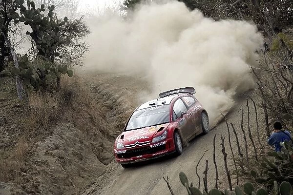 FIA World Rally Championship: Rally winner Sebastien Loeb, Citroen C4 WRC, leaves a plume of dust behind him