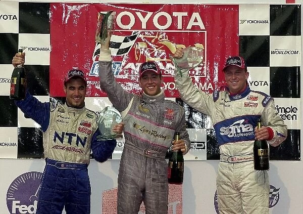 Top three finishers in the Toyota Atlantic race at the Molson Indy Toronto