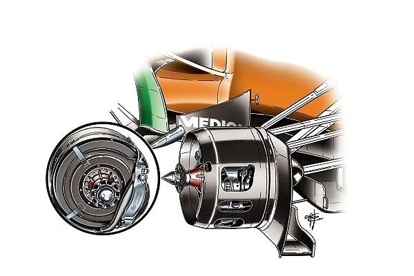Force India VJM04 front brakes: MOTORSPORT IMAGES: Force India VJM04 front brakes