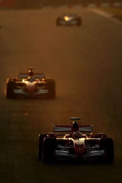 Formula 1 Testing: Felipe Massa Ferrari and Luca Badoer Ferrari test driver at Sunset