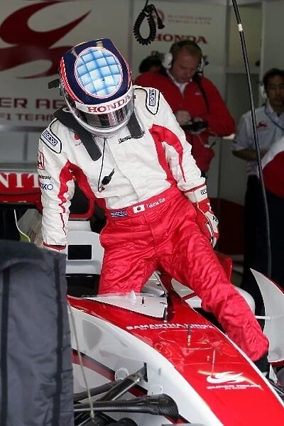 Formula 1 Testing: Takuma Sato Super Aguri F1 steps out of the car