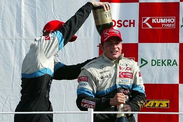 Formula 3 Euroseries: Olivier Pla, ASM F3, Portrait, puts the champagne down the neck of Bruno Spengler, ASM F3
