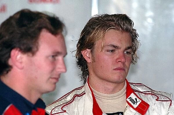Formula 3000 Testing: Christian Horner Arden Team Owner and Nico Rosberg in the garage