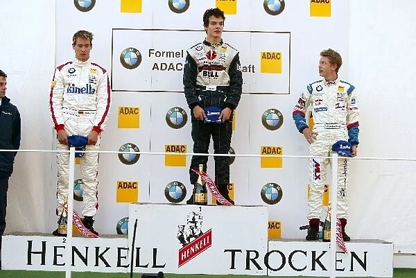 Formula BMW ADAC Championship: Podium, Michael Vorba, American Bull Racing, Robert Kath, ADAC Sachsen e. V. and Sebastian Vettel, Eifelland Racing