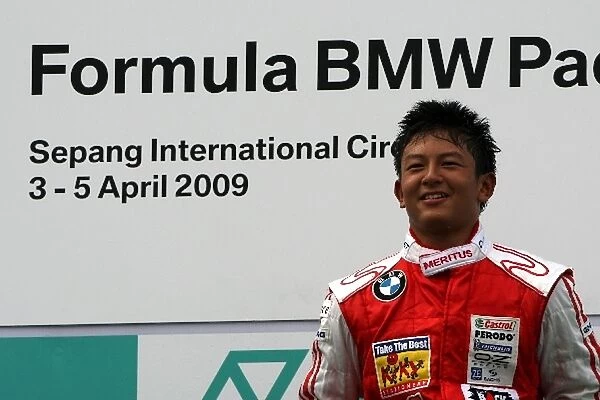 Formula BMW Pacific: Race winner Rio Haryanto Meritus on the podium