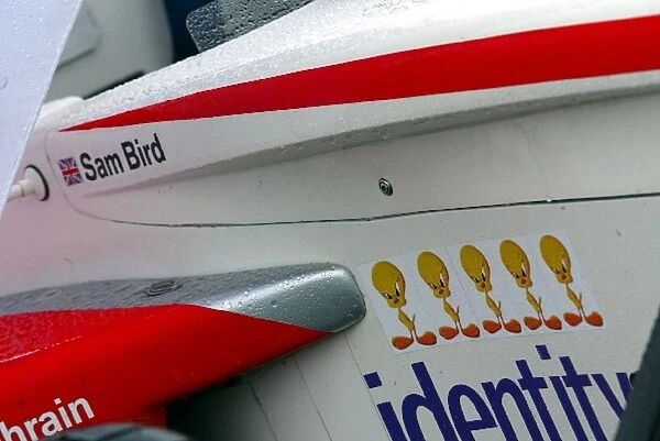 Formula BMW UK Championship: The car of Sam Bird Fortec Motorsport with 5 tweety pie stickers representing his 5 wins this seson