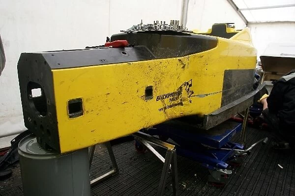 Formula BMW UK Championship: The damages car of Jonathan Legris Motaworld Racing after a big accident durin Friday qualifying
