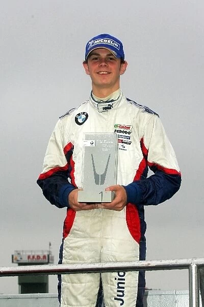 Formula BMW UK Championship: Junior winner Michael Meadows Master Motorsport on the race one podium