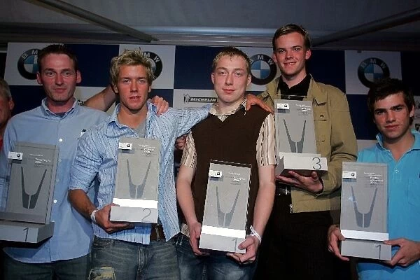 Formula BMW UK Championship: L-R Fortec Motorsport, 2005 team winners; Sam Bird, Fortec, second; Dean Smith, Nexa, Champion; Matt Howson, Team SWR Pioneer