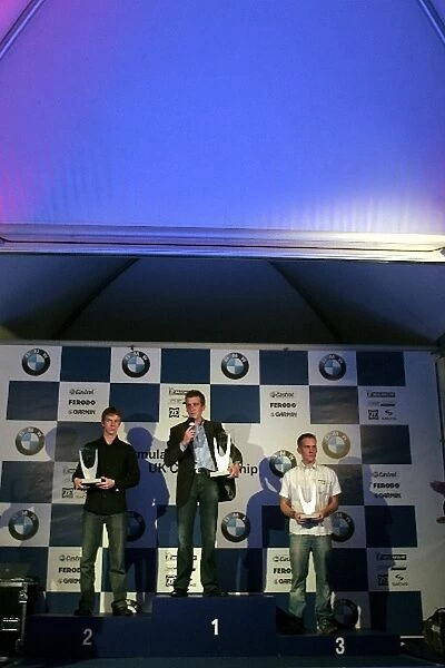 Formula BMW UK Championship: Oliver Turvey, Niall Breen and Ross Curnow Nexa Racing recieve their awards for coming first, second and third in
