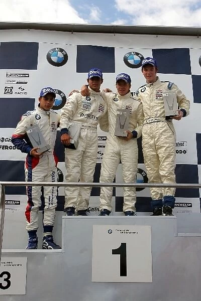 Formula BMW UK Championship: Round 12 podium: Jonathan Legris Formula Racing, Duarte Felix da Costa Carlin Motorsport, Sam Bird Fortec Motorsport