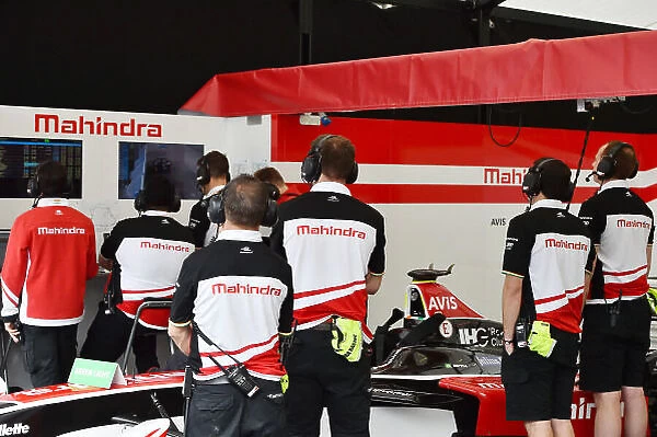 Formula E. Mahindra Racing Team in the garage at Formula E Championship