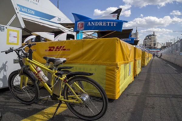 Formula E. DHL containers at Formula E Championship, Rd9, Moscow, Russia, 4-6 June 2015
