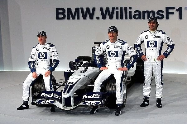 Formula One Launch: Nick Heidfeld Williams; Mark Webber Williams; Antonio Pizzonia Williams Test Driver at the launch of the new Williams BMW FW27