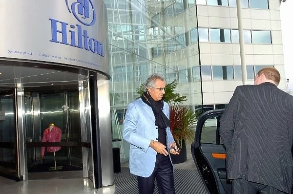 Formula One Team Meeting: Flavio Briatore, Renault F1 Team Principal, arrives at the Hilton Hotel, Heathrow Airport, for the Formula One teams