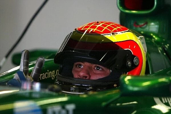 Formula One Testing: Antonio Pizzonia prepares to test the Jaguar R3 for the first time