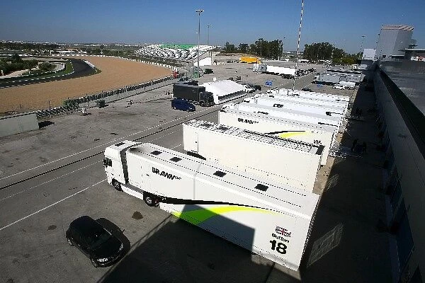 Formula One Testing: Brawn GP trucks remain in the paddock