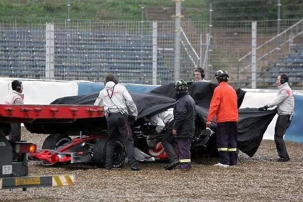 Formula One Testing: The car of Lewis Hamilton McLaren Mercedes MP4  /  23 in the gravel