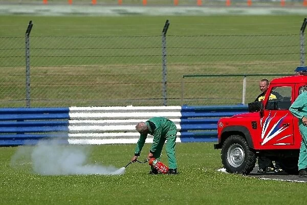 Formula One Testing: Chanoch Nissany has his Jordan test cut short when the engine catches fire