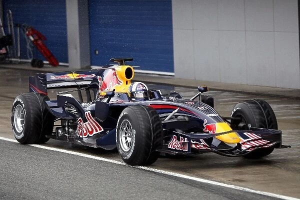 Formula One Testing: David Coulthard drives the Red Bull Racing RB4 for its first lap