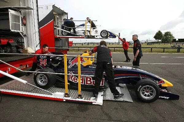 Formula Two Testing: The F2 cars are unloaded from the championship transporters