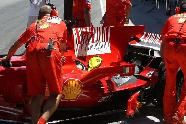 Formula One Testing: Felipe Massa Ferrari F2008 tries a new shark fin engine cover